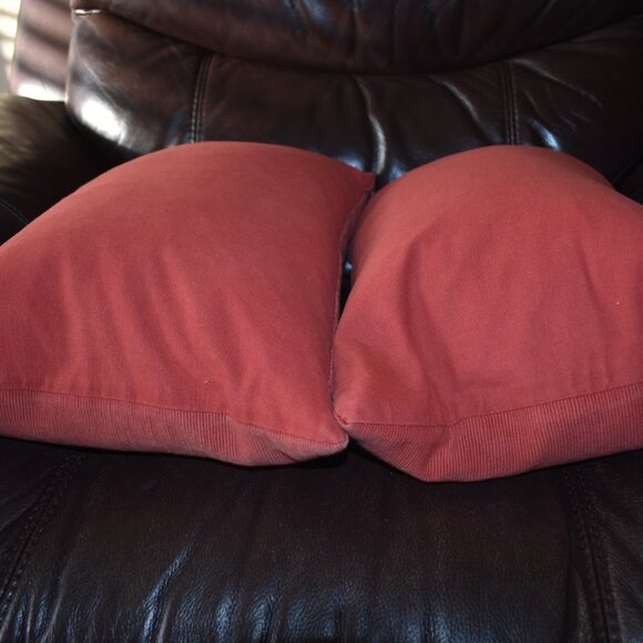 burnt red Orange DUCK Feathers Throw Pillow By Calvin Klein Furniture pair 2 Set - Picture 9 of 14
